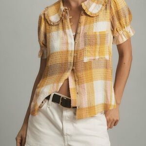 Anthropologie Keira Collaed plaid blouse size L